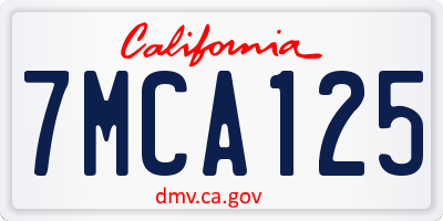 CA license plate 7MCA125