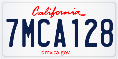 CA license plate 7MCA128