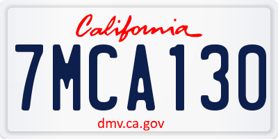 CA license plate 7MCA130