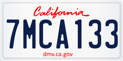 CA license plate 7MCA133