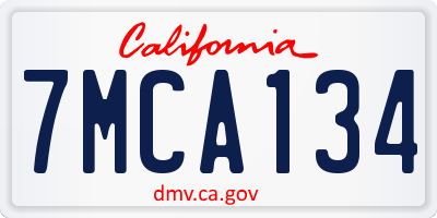 CA license plate 7MCA134