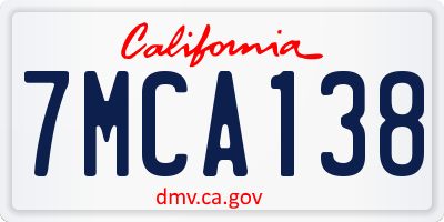 CA license plate 7MCA138