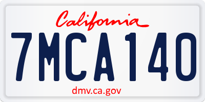 CA license plate 7MCA140