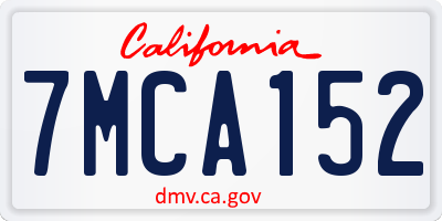 CA license plate 7MCA152