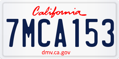 CA license plate 7MCA153
