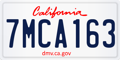 CA license plate 7MCA163
