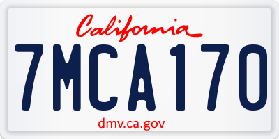 CA license plate 7MCA170