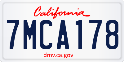 CA license plate 7MCA178