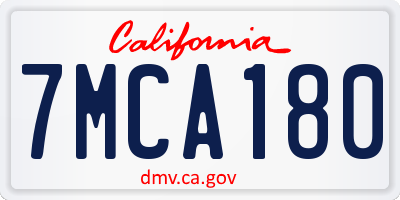 CA license plate 7MCA180
