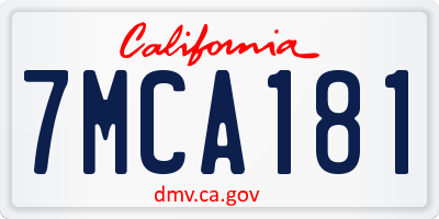 CA license plate 7MCA181