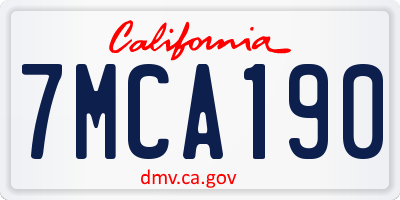 CA license plate 7MCA190