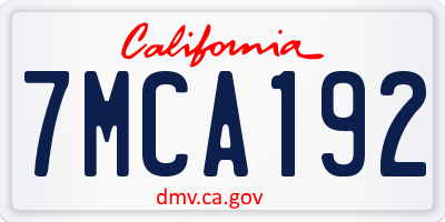 CA license plate 7MCA192
