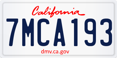 CA license plate 7MCA193