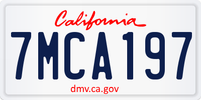 CA license plate 7MCA197