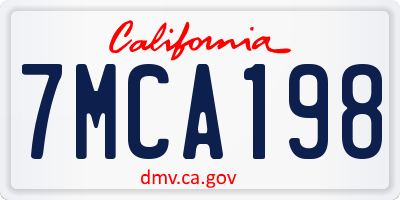 CA license plate 7MCA198