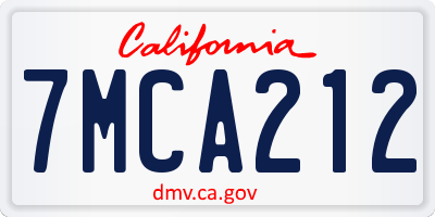CA license plate 7MCA212