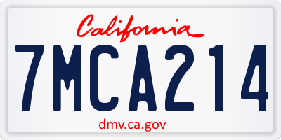 CA license plate 7MCA214