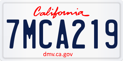 CA license plate 7MCA219