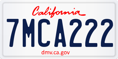 CA license plate 7MCA222