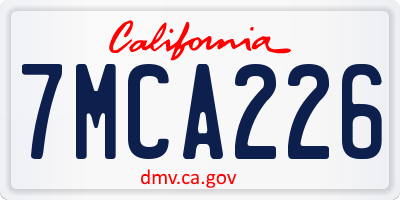 CA license plate 7MCA226