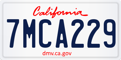 CA license plate 7MCA229