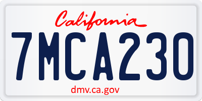 CA license plate 7MCA230