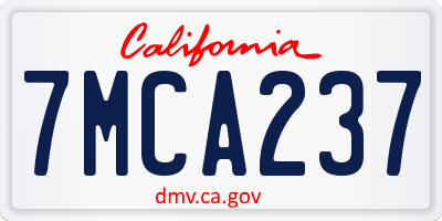 CA license plate 7MCA237