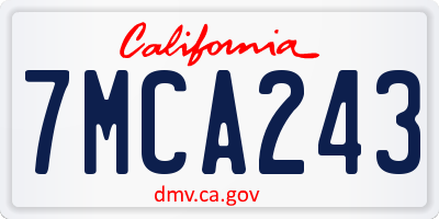 CA license plate 7MCA243