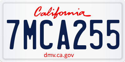 CA license plate 7MCA255