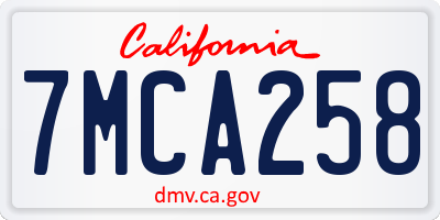 CA license plate 7MCA258