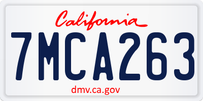 CA license plate 7MCA263