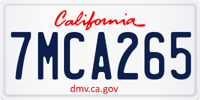 CA license plate 7MCA265