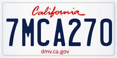 CA license plate 7MCA270