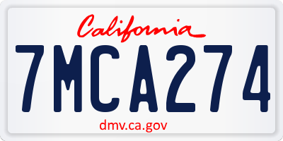 CA license plate 7MCA274