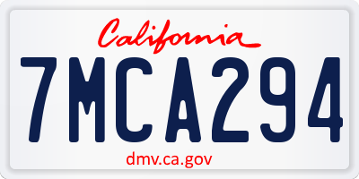 CA license plate 7MCA294