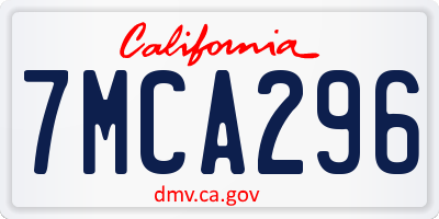 CA license plate 7MCA296