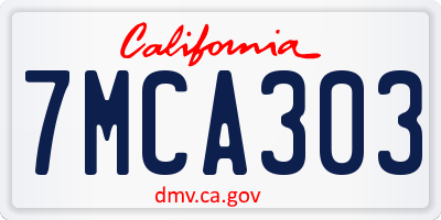 CA license plate 7MCA303