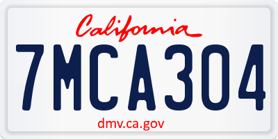 CA license plate 7MCA304