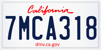 CA license plate 7MCA318