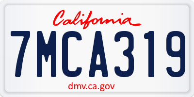 CA license plate 7MCA319