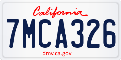 CA license plate 7MCA326