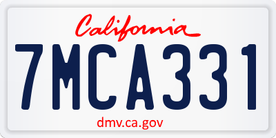 CA license plate 7MCA331