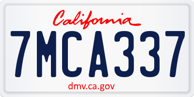 CA license plate 7MCA337