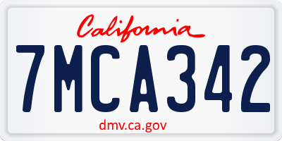 CA license plate 7MCA342