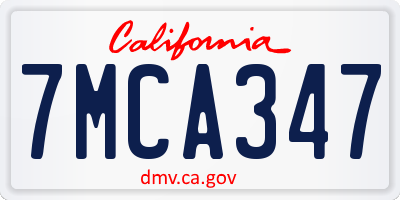 CA license plate 7MCA347