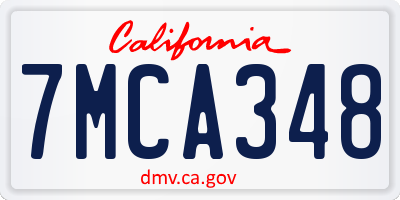 CA license plate 7MCA348