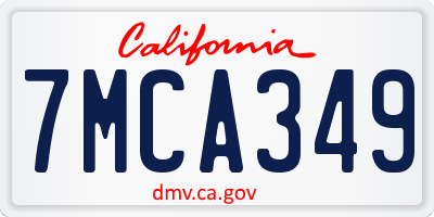 CA license plate 7MCA349