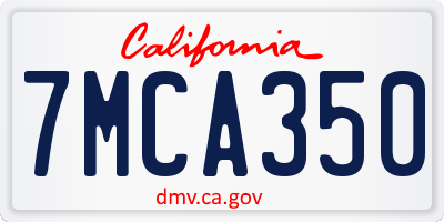 CA license plate 7MCA350