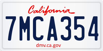 CA license plate 7MCA354