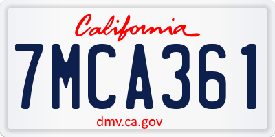 CA license plate 7MCA361